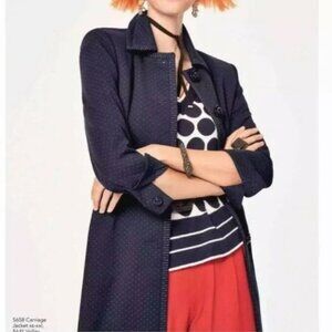 CABI Carriage Jacket Navy White Polka Dot Sz S #5658 EUC